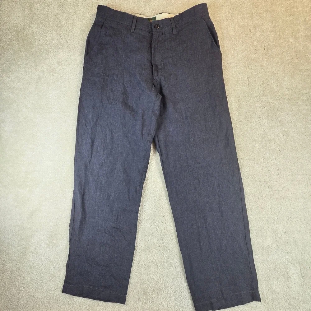 J.Crew Mens 100% Linen Straight Leg Pants Navy 32x29